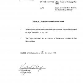 Wai 46_INQ_2.183_Memo on Interim Report (Recieved by Crown)