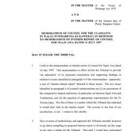 Wai 46_INQ_2.184_Memo of Counsel for the Claimants in WAI 62 (Tuwharetoa ki Kawerau) in response to memorandum of interim report of counsel 14 July 1997