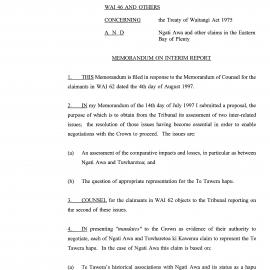 Wai 46_INQ_2.185_Memo on Interim Report - Ngati Awa and other claims in the eastern Bay of Plenty