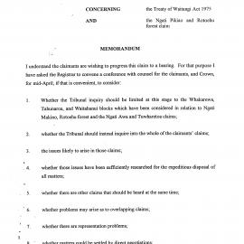 Wai 46_INQ_2.189_Memo Ngati Pikiao & Rotoehu Forest Claim Convene a Conference