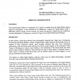 Wai 46_INQ_2.190_Memo RE claim by Joe Makolm and Ben Hohepa for Ngati Pikiao
