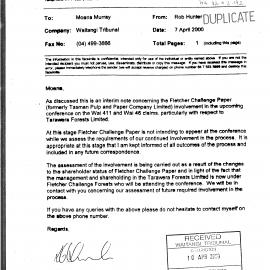 Wai 46_INQ_2.192_Letter from R. Hunter to M.Murray RE Fletcher Challenge Paper and Tarawera Forests Limited