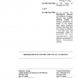 Wai 46_INQ_2.194_Memo of Counsel for Wai 411 Claimants by MIL 20 April 2000