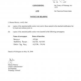 Wai 46_INQ_2.200_Public notice of hearing Wai 411 The Tarawera Forest Claim