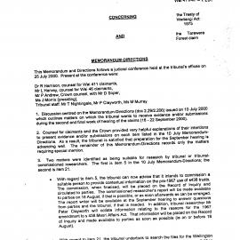 Wai 46_INQ_2.207_Memo Directions RE Tarawera Forest Claim 25 July 2000