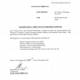 Wai 46_INQ_2.211 (a)_Memo Rotoehu Forest claim filed with Tribunal 2001
