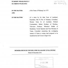 Wai 46_INQ_2.213_Memo of Counsel for Nga Rauru o Nga Potiki 2001