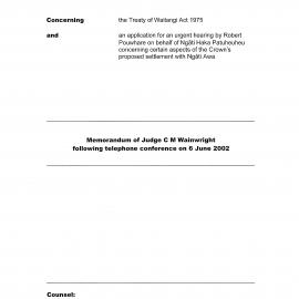 Wai 46_INQ_2.221_Memo of Judge C M Wainwright - following telephone conference 6 June 2002
