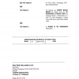 Wai 46_INQ_2.226_Memo by H.Mead Re Ammended Statement of Claims 2003