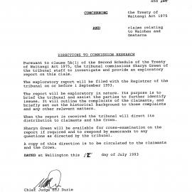 Wai 46_INQ_3.9_Directions to Commission Research RE Waiohau and Omataroa 17 July 1993