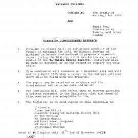 Wai 46_INQ_3.11_Direction Commissioning Research - Michael Stevens - Te Putere Native Reserve 18 November 1994