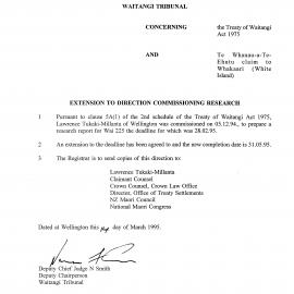 Wai 46_INQ_3.14_Extension to Direction Commissioning Research RE Te Whanau-a-Te-Ehutu claim to Whakaari (White Island)
