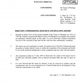 Wai 46_INQ_3.15_Direction Commissioning Research and Release Report RE Claim by J Fox for Tuwharetoa Te Atua Reretahi Trust and Te Wai U o Tuwharetoa 1995