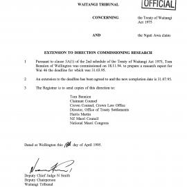 Wai 46_INQ_3.16_Extention to Direction Commissioning Research RE Ngati Awa Claim 18 April 1995