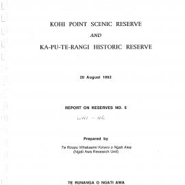 Wai 46_INQ_A007_REPORT N.5 - Kohi Point Scenic Reserve and Ka-pu-te-rangi Historic Reserve - 20 Aug 1992