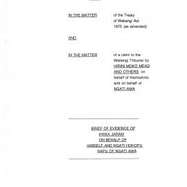 Wai 46_INQ_A027_Brief of Evidence of Ihaka Jaram on behalf of himself and Ngati Hokopu