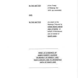 Wai 46_INQ_A031_Brief Evidence of James Robert Hudson on behalf of himself and Ngati Hokopu and Te Wharepaia Hapu of Ngati Awa