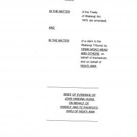 Wai 46_INQ_A037_Brief of Evidence of John Himiona Hunia on behalf of him and Te Pahipoto Hapu