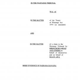Wai 46_INQ_A042_Brief Evidence of Pairama Ranapia