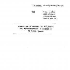Wai 46_INQ_A046_Submissions in support of Application for Ree - Te Mahoe Village