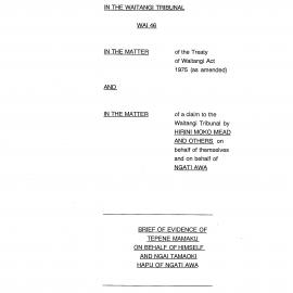 Wai 46_INQ_A052_Brief of Evidence of Tepene Mamaku on behalf of Ngai Tamaoki