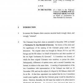 Wai 46_INQ_E002_Introduction RE Claim to the Waitangi  Tribunal I Fox and W S Savage on behalf of Tuwharetoa Te Atua Reretahi ki Kawerau