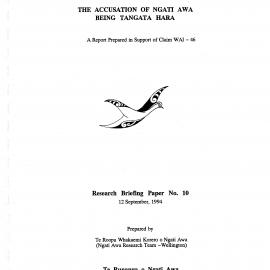 Wai 46_INQ_B006_Research Briefing N. 10 RE Te Whakapae he tangata hara a Ngati Awa - 12 Sep 1994