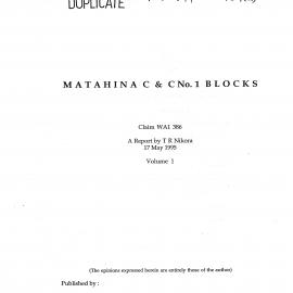 Wai 46_INQ_F002 (a)_REPORT RE Matahina C & C1 Blocks by T R Nikora - 17 May 1995