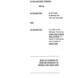 Wai 46_INQ_B017_Brief Evidence of Tania Rei on behalf of Ngati Awa