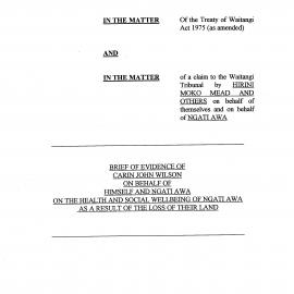 Wai 46_INQ_B018_Brief of Evidence of C Wison on behalf of Ngati Awa RE Health and Social wellbeing of Ngati Awa