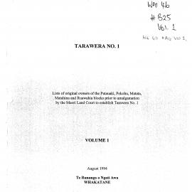 Wai 46_INQ_B025 vol 1_List of original owners of Putauaki V 1 - Tarawera NO.1