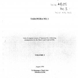 Wai 46_INQ_B025 vol 3_Lists of original owners of Tarawera - Tarawera NO. 1 Volume 3 - August 1994