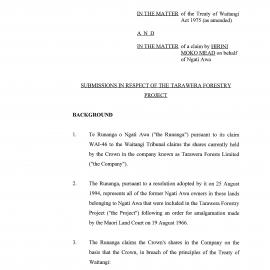 Wai 46_INQ_B025_Submissions in respect of The Tarawera Forestry Project
