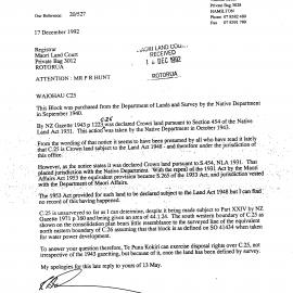 Wai 46_INQ_C001 (a) Folder 2_Letter RE Waiohau C - 17 December 1992