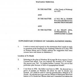 Wai 46_INQ_G010_Supplementary Evidence of Tamaroa Raymond Nikora 13 June 1995