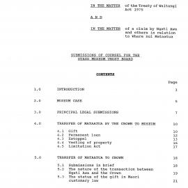 Wai 46_INQ_C012_Submissions of Counsel for The Otago Museum