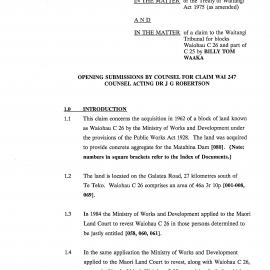 Wai 46_INQ_D006_Opening Submissions by Counsel for Claim Wai 247 Counsel Acting Dr J G Robertson