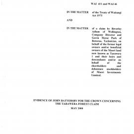 Wai 46_INQ_M026_Evidence of John Battersby for the crown concerning The Tarawera Forest Claim - May 2000