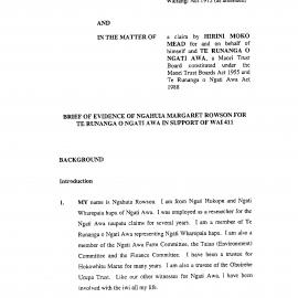 Wai 46_INQ_M029_Brief of Evidence of Ngahuia Rownson for Te Runanga o Ngati Awa in support of Wai 411