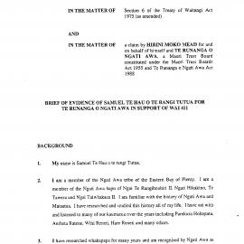 Wai 46_INQ_M030_Brief of Evidence of Samuel Te Hau o Te Rangi Tutua for TRONA in support of Wai 411