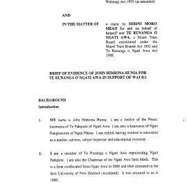 Wai 46_INQ_M031_Brief of Evidence of John Himiona Hunia for Te Runanga o Ngati Awa in support of Wai 411