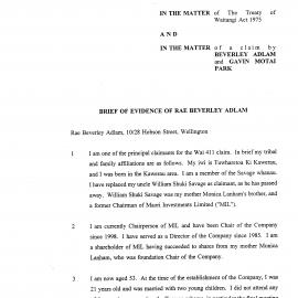 Wai 46_INQ_M032_Brief of Evidence of Rae Beverley Adlam RE Wai 411