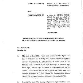 Wai 46_INQ_M037_Brief of Evidence of Hirini Moko Mead for TRONA in support of WAI 411