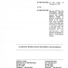 Wai 46_INQ_M038 (a)_Claimant's Bundle of Key Documents and Materials RE WAI 411