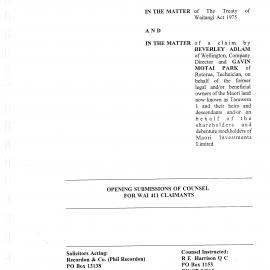 Wai 46_INQ_M038_Opening submissions of Counsel for Wai 411 Claimants