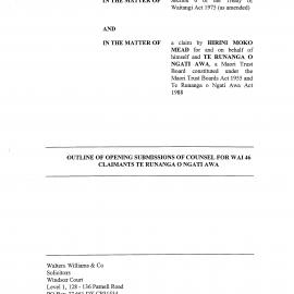 Wai 46_INQ_M043_Outline of Opening Submissions of Counsel for WAI 46 Claimants TRONA