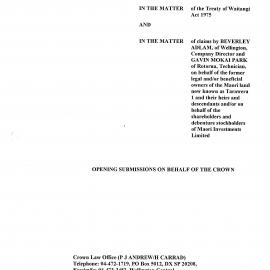 Wai 46_INQ_M046_Opening Submissions on behalf of The Crown