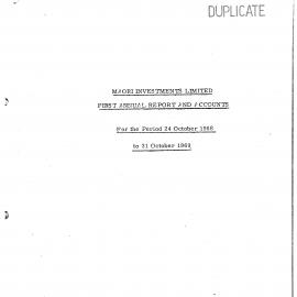 Wai 46_INQ_M050_Maori Investments Limited - First Annual Report - 31 October 1969
