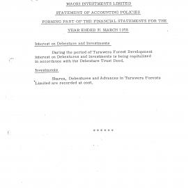 Wai 46_INQ_M058_Maori Investments Limited - Statement of Accounting Policies - 31 March 1987
