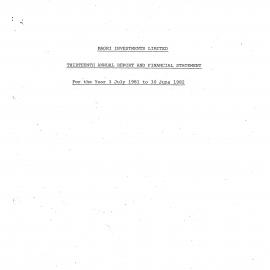 Wai 46_INQ_M062_Maori Investments Limited Thirteenth Annual Report and Financial Statement - 30 June 1982